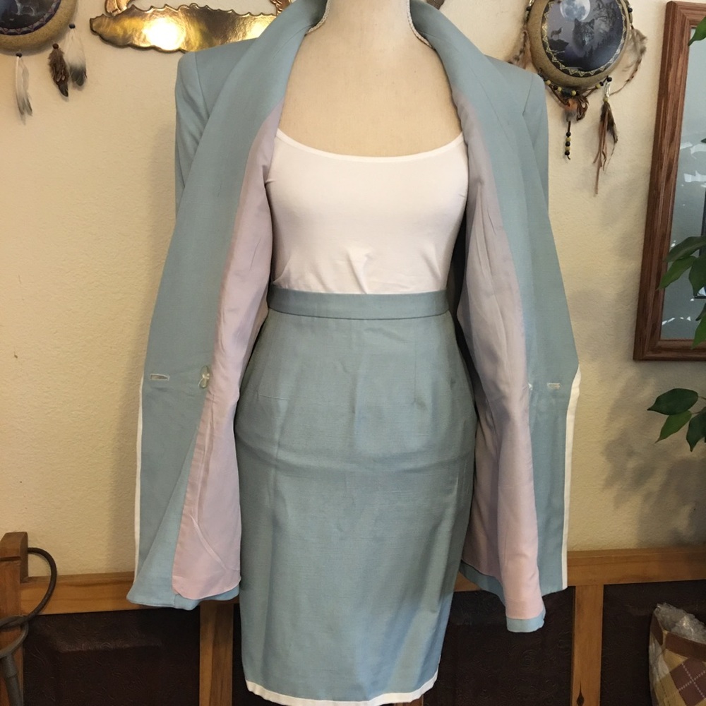Vintage 80s Christian Dior tonal skirt suit 10 - Picture 2 of 9